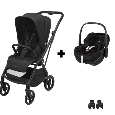 Poussette duo leona 2 + siège auto pebble 360 pro 2 twillic black
