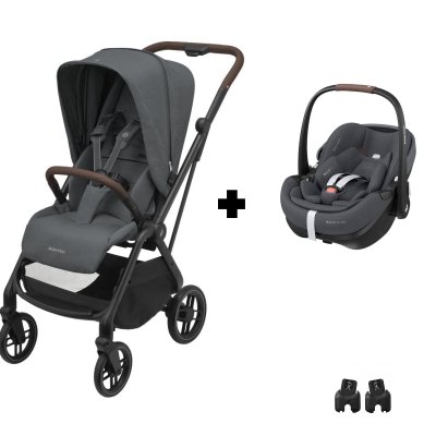 Poussette duo leona 2 + siège auto pebble 360 pro 2 twillic graphite