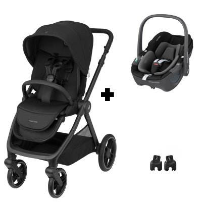 Poussette duo oxford twillic black + siège auto i-size pebble 360 essential black