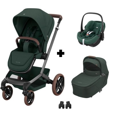 Poussette trio fame + siège auto pebble 360 pro 2 + nacelle fame green