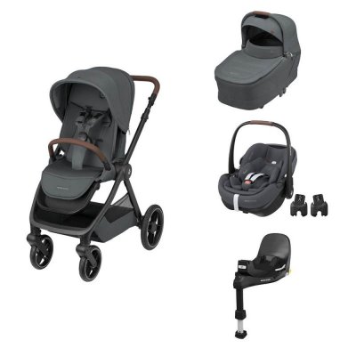 Poussette trio oxford + siège auto pebble 360 pro 2 + nacelle sense twillic graphite + base familyfix 360 pro