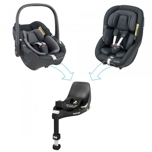 Poussette duo oxford + siège auto pebble 360 essential graphite + base familyfix 360 Maxi-cosi