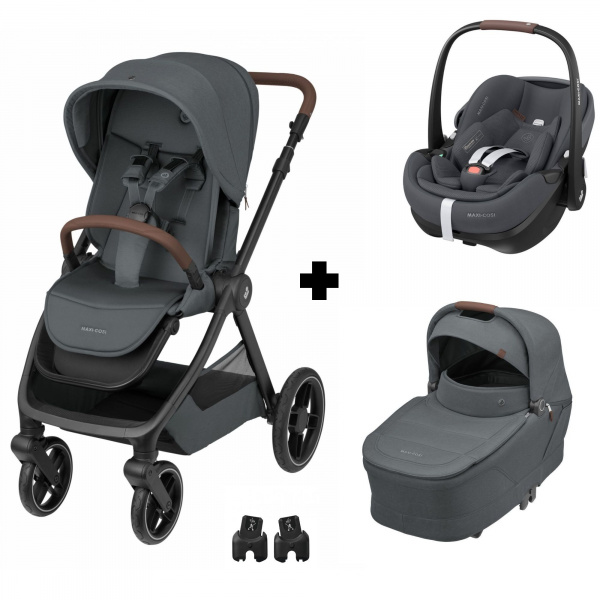 Poussette trio oxford + siège auto pebble 360 pro 2 + nacelle sense twillic graphite Maxi-cosi