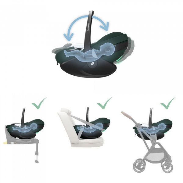 Poussette trio oxford + siège auto pebble 360 pro 2 + nacelle sense twillic green Maxi-cosi