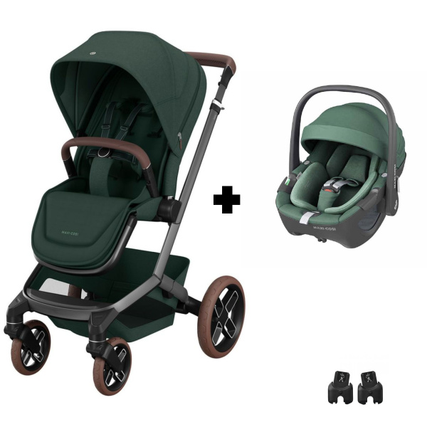 Poussette duo fame + siège auto pebble 360 green Maxi-cosi