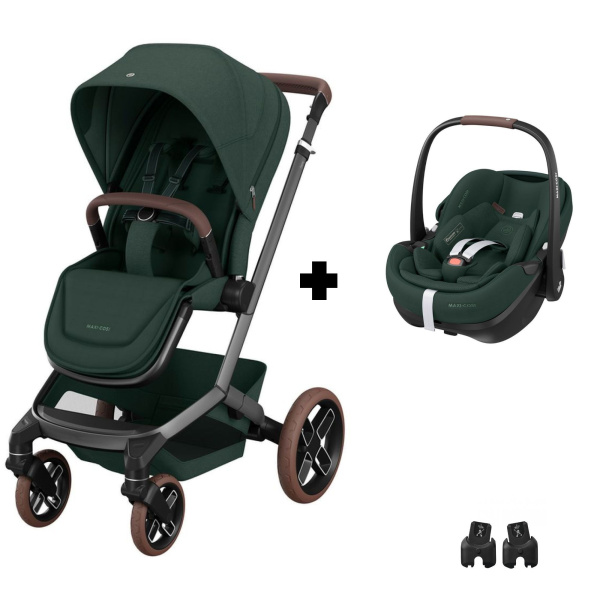 Poussette duo fame + siège auto pebble pro 2 green Maxi-cosi