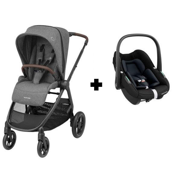 Poussette duo street + siège auto pebble s i-size tonal graphite Maxi-cosi