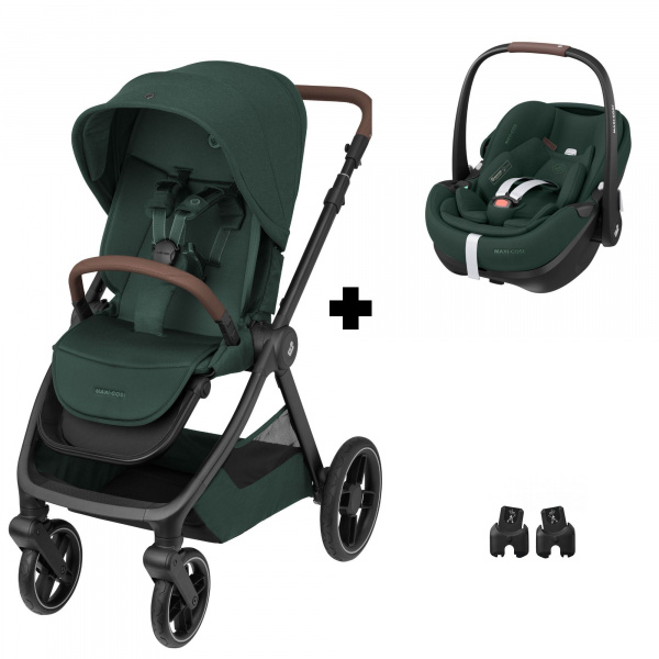 Poussette duo oxford twillic green + siège auto pebble 360 pro2 i-size twillic green Maxi-cosi