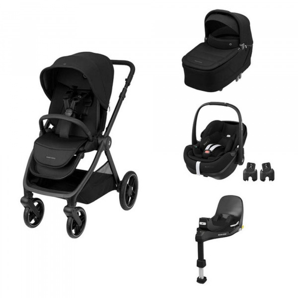 Poussette trio oxford + siège auto pebble 360 pro 2 + nacelle sense twillic black + base familyfix 360 pro Maxi-cosi