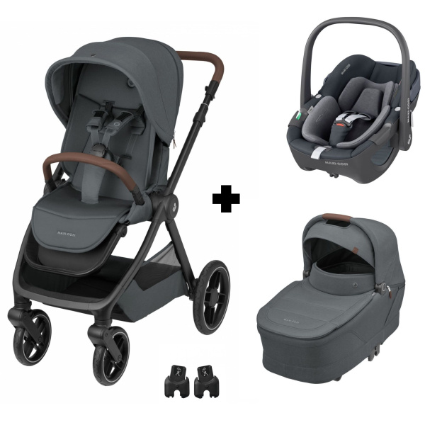 Poussette trio oxford + siège auto pebble 360 + nacelle sense twillic graphite Maxi-cosi