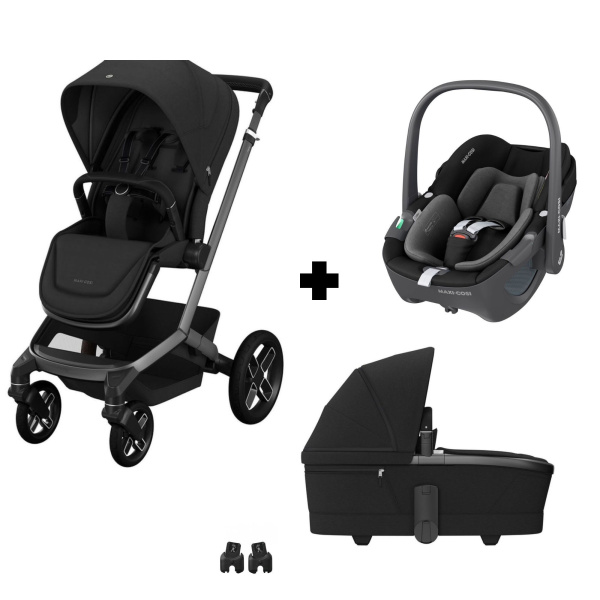 Poussette trio fame + siège auto pebble 360 + nacelle twillic black Maxi-cosi