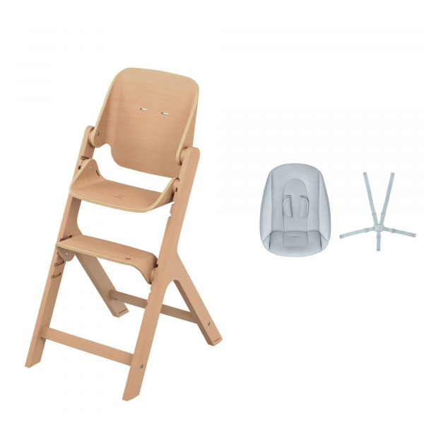 Chaise haute évolutive nesta naturel + kit nouveau-né Maxi-cosi
