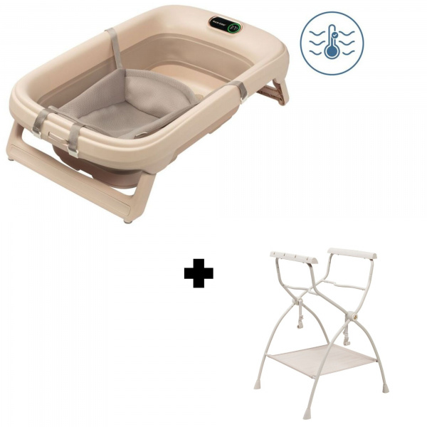Baignoire indigo plus + insert nouveau-né muted terra + support de baignoire Maxi-cosi