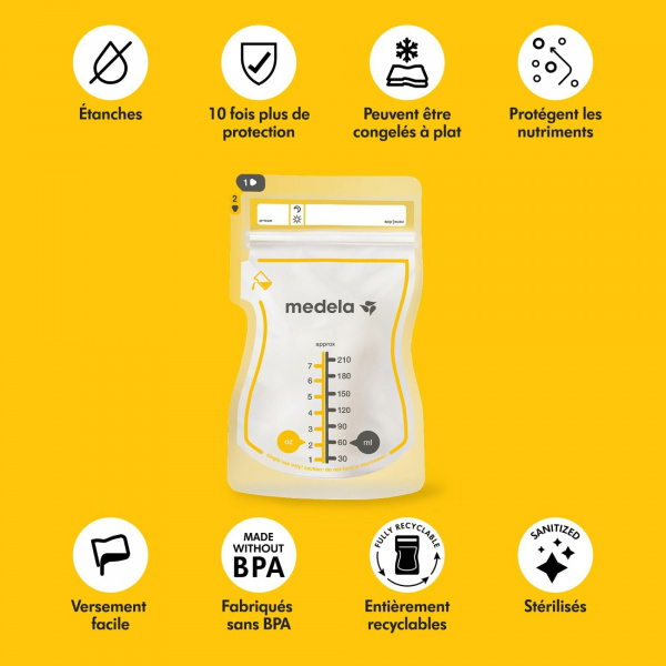 Sachets de conservation pour lait maternel - 25 pièces Medela