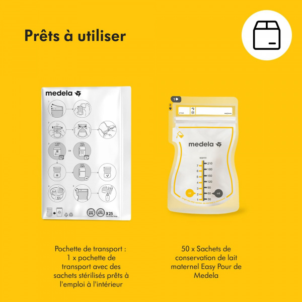 Sachets de conservation pour lait maternel - 25 pièces Medela