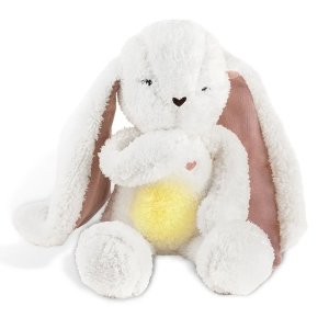 Peluche lapin veilleuse et bruits blancs ecru-rouge Myhummy
