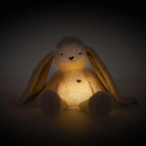 Peluche lapin veilleuse et bruits blancs ecru-rouge Myhummy