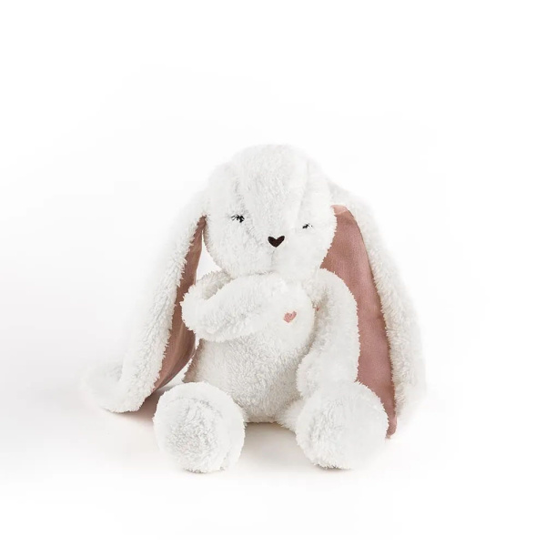 Peluche lapin veilleuse et bruits blancs ecru-rouge Myhummy