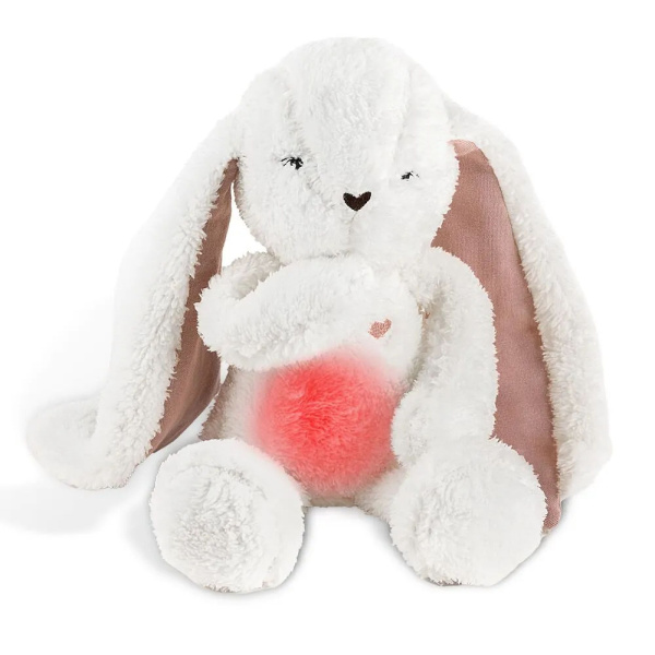 Peluche lapin veilleuse et bruits blancs ecru-rouge Myhummy