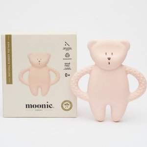 Anneau de dentition en caoutchouc naturel rose Moonie