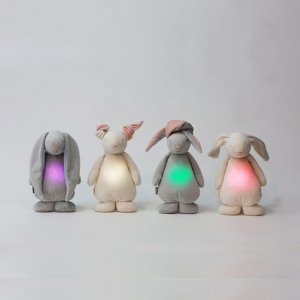 Peluche veilleuse lapin crème et rose Moonie