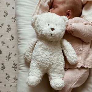 Peluche veilleuse ourson nature bio blanc polaire Moonie