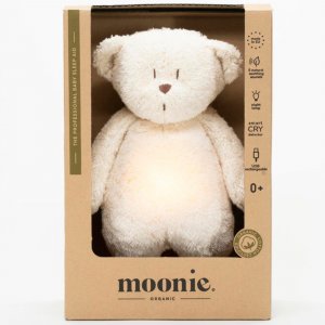 Peluche veilleuse ourson nature bio blanc polaire Moonie