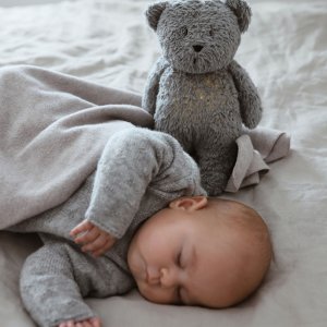 Peluche veilleuse ours nature bio gris minéral Moonie
