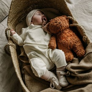 Peluche veilleuse ours nature bio caramel Moonie