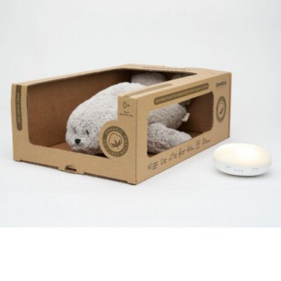 Phoque magique gris polaire – peluche bio avec veilleuse