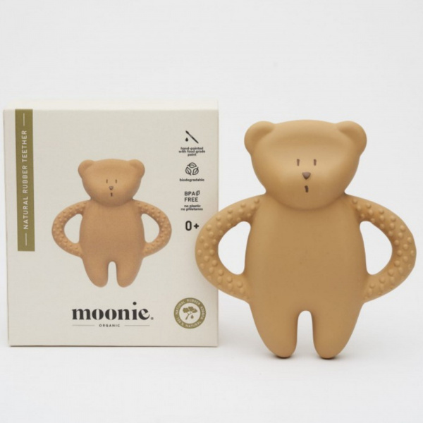 Anneau de dentition en caoutchouc naturel cappuccino Moonie