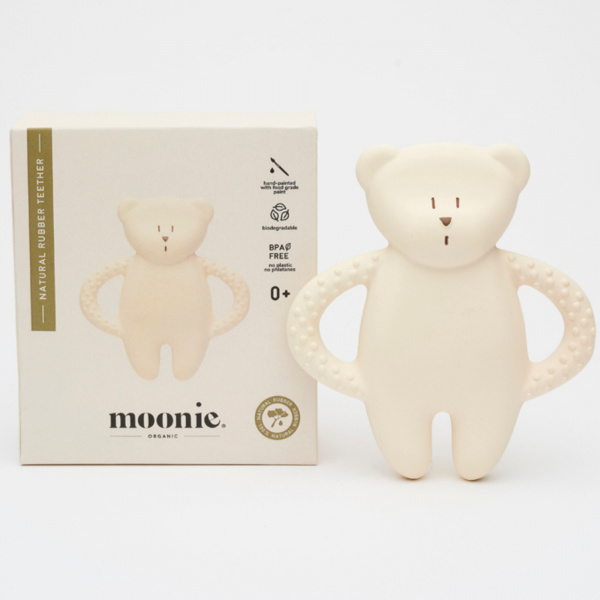 Anneau de dentition en caoutchouc naturel blanc polaire Moonie