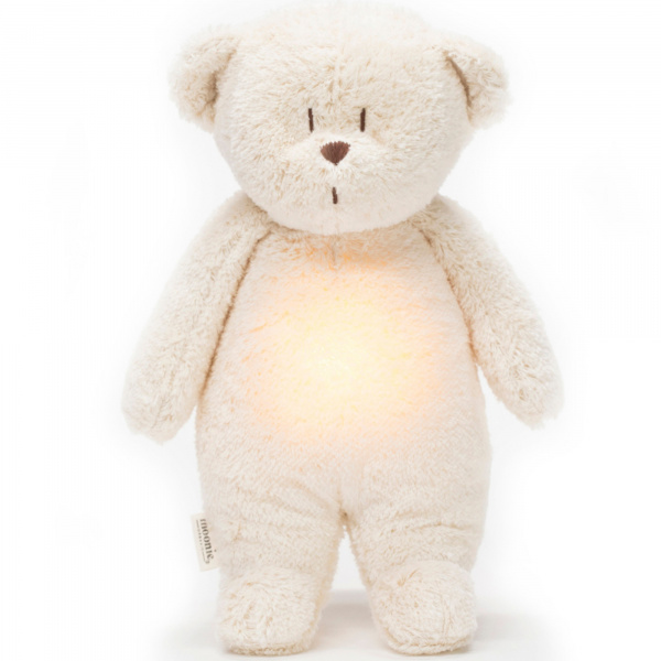 Peluche veilleuse ourson nature bio blanc polaire Moonie