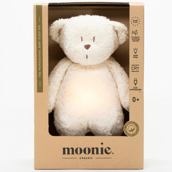 Peluche veilleuse ourson nature bio blanc polaire Moonie