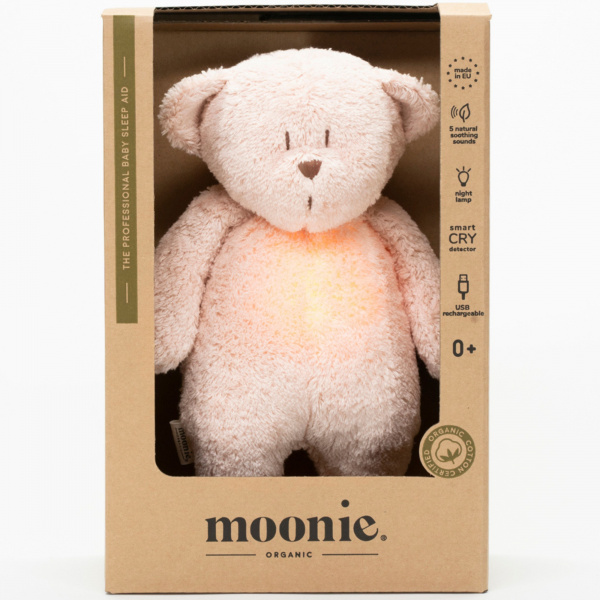 Peluche veilleuse ours nature bio rose blush Moonie