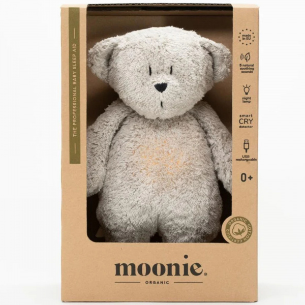 Peluche veilleuse ours nature bio gris minéral Moonie