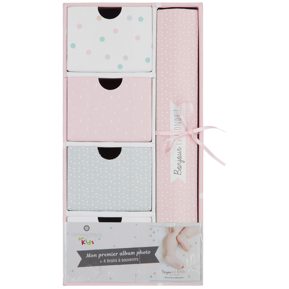 Atmosphera Kids Coffret Album Photos et bo/îtes /à Souvenirs 23 x 22 cm Rose