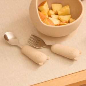 Set de couverts enfant beige cuillère et fourchette Atmosphera for kids
