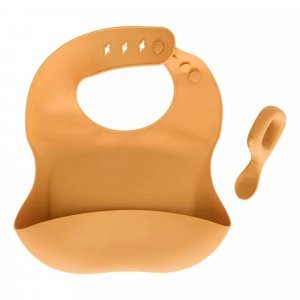Set bavoir et cuillère yum - ocre Atmosphera for kids