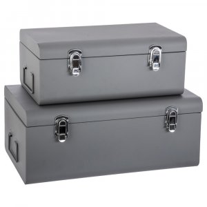 Lot de 2 malles métal gris