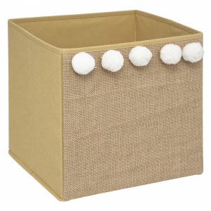 Cube de rangement 29x29 cm pompons blancs Atmosphera for kids