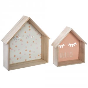 Lot de 2 petites étagères forme maison