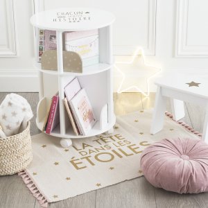 Bibliothèque enfant ronde blanche et rose Atmosphera for kids