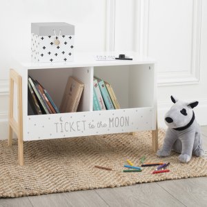 Bibliothèque enfant double casier blanc et bois Atmosphera for kids