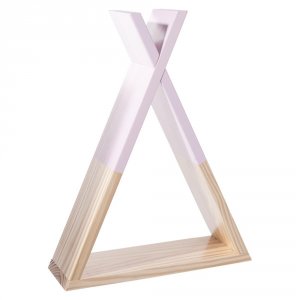 Etagère murale tipi rose et bois