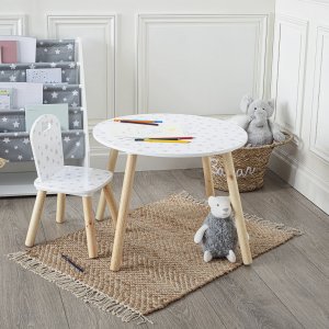 Table enfant douceur blanche étoiles grises Atmosphera for kids