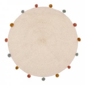 Tapis enfant rond ø90 cm arlequin avec pompons Atmosphera for kids