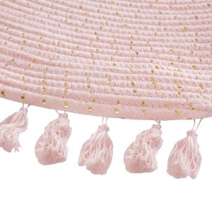 Tapis enfant rond ø90 cm lulu rose à franges Atmosphera for kids