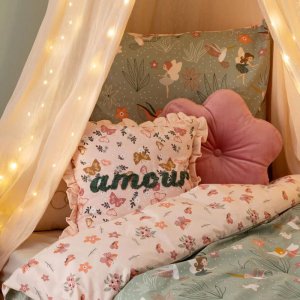 Coussin carré alina 40 x 40 cm coton brodé Atmosphera for kids