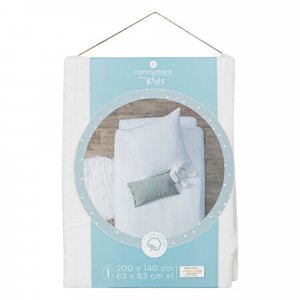 Parure de lit 140 x 200 cm gaze de coton blanc Atmosphera for kids